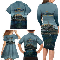 Make Alcatraz Great Again Family Matching Long Sleeve Bodycon Dress and Hawaiian Shirt Vintage Retro - Wonder Print Shop
