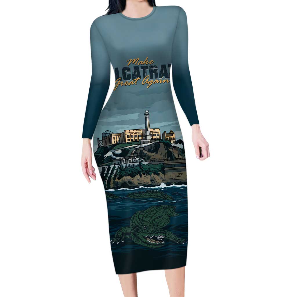 Make Alcatraz Great Again Family Matching Long Sleeve Bodycon Dress and Hawaiian Shirt Vintage Retro - Wonder Print Shop