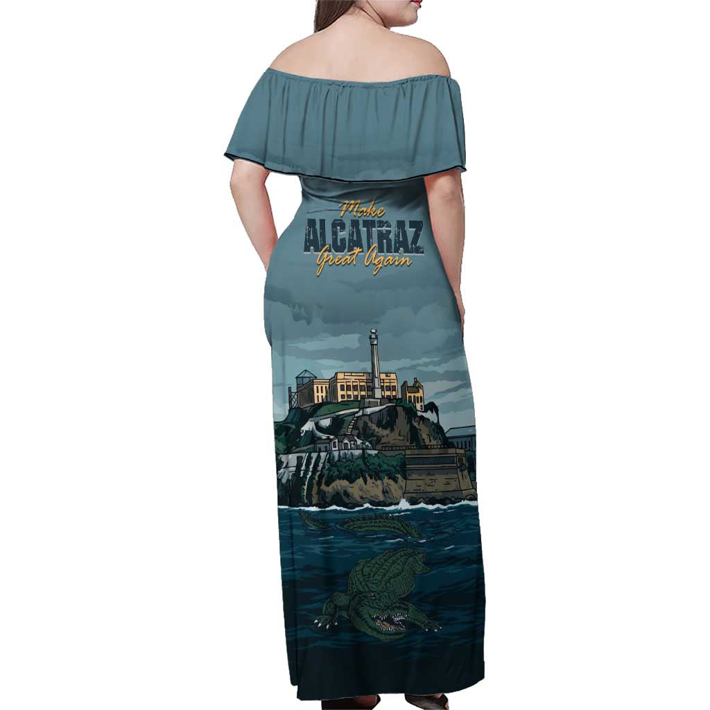 Make Alcatraz Great Again Family Matching Off Shoulder Maxi Dress and Hawaiian Shirt Vintage Retro - Wonder Print Shop