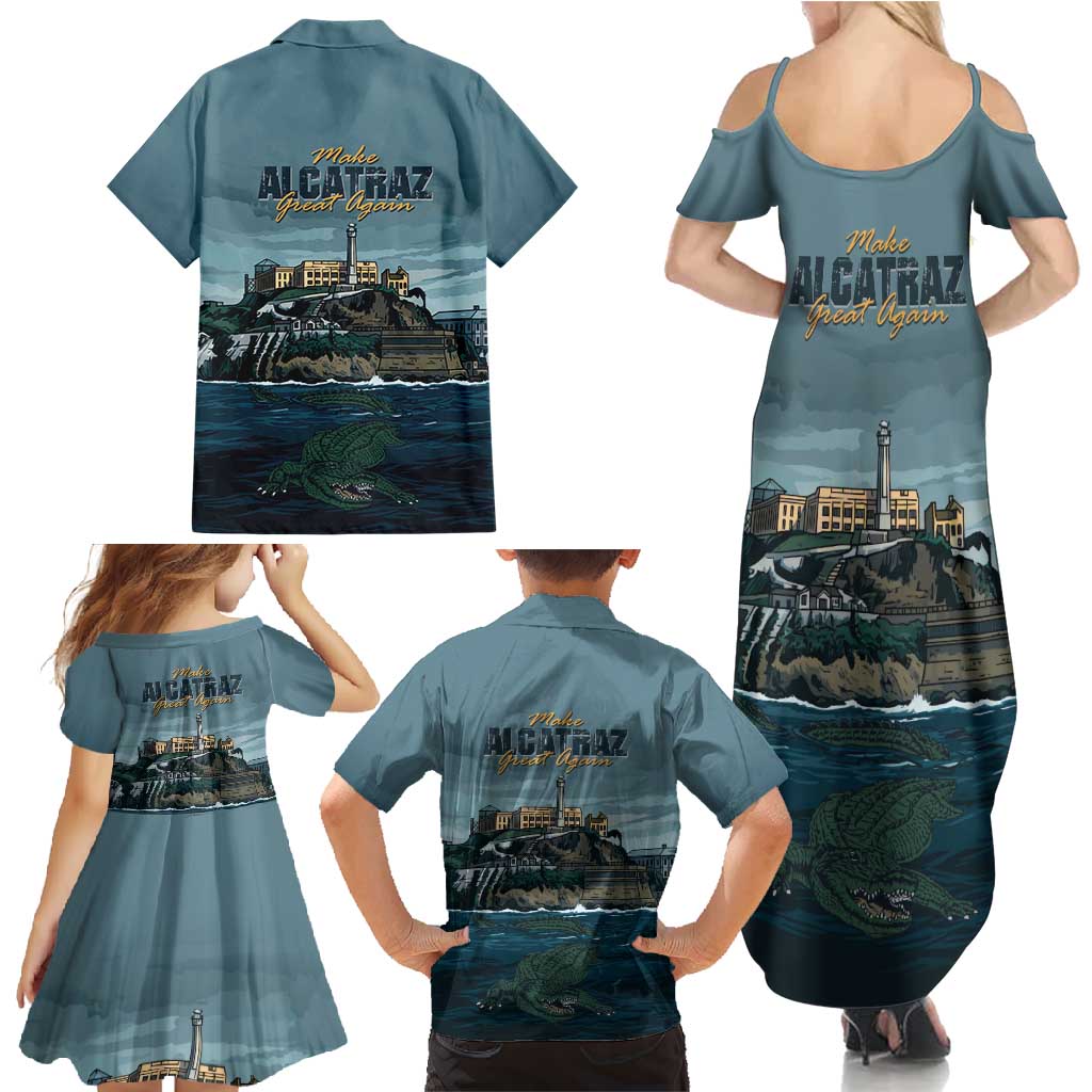 Make Alcatraz Great Again Family Matching Summer Maxi Dress and Hawaiian Shirt Vintage Retro - Wonder Print Shop