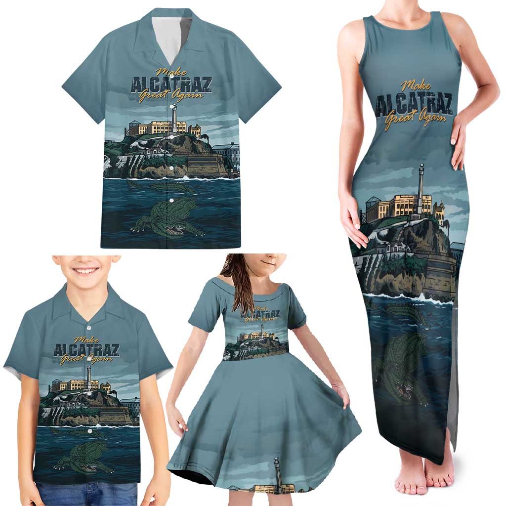 Make Alcatraz Great Again Family Matching Tank Maxi Dress and Hawaiian Shirt Vintage Retro - Wonder Print Shop
