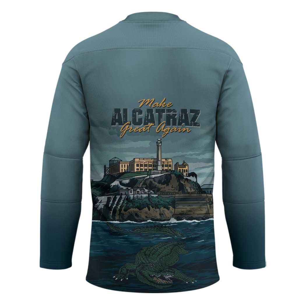 Make Alcatraz Great Again Hockey Jersey Vintage Retro - Wonder Print Shop