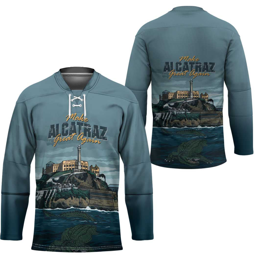 Make Alcatraz Great Again Hockey Jersey Vintage Retro - Wonder Print Shop