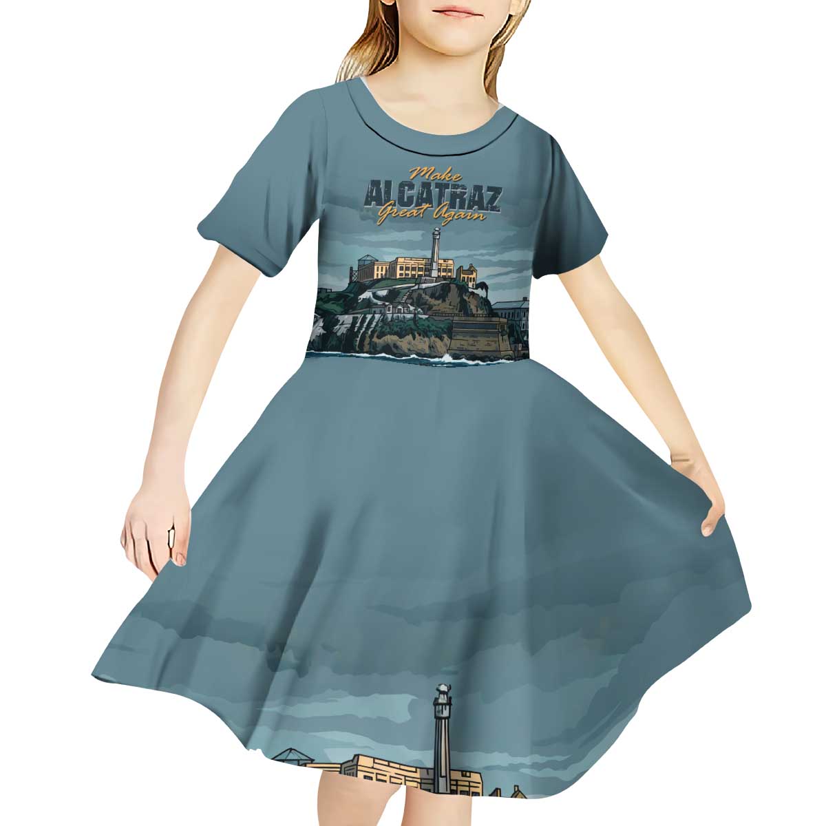 Make Alcatraz Great Again Kid Short Sleeve Dress Vintage Retro - Wonder Print Shop