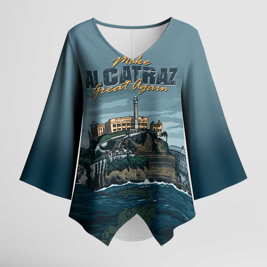 Make Alcatraz Great Again Kimono Sleeve Blouse Vintage Retro - Wonder Print Shop