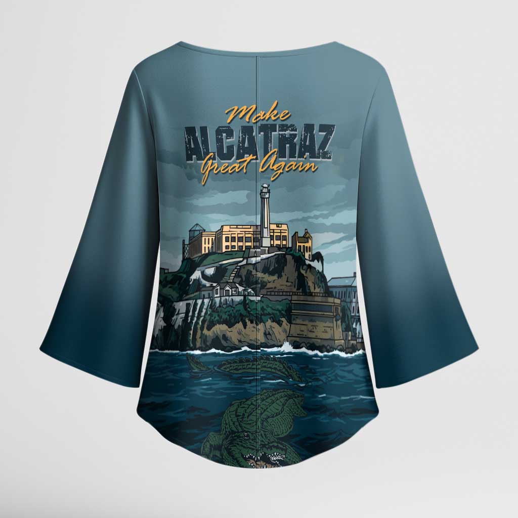 Make Alcatraz Great Again Kimono Sleeve Blouse Vintage Retro - Wonder Print Shop