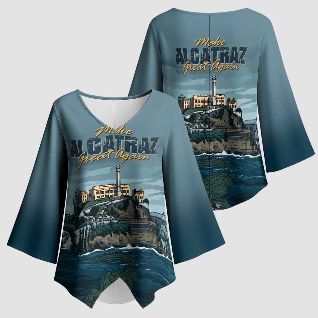 Make Alcatraz Great Again Kimono Sleeve Blouse Vintage Retro - Wonder Print Shop