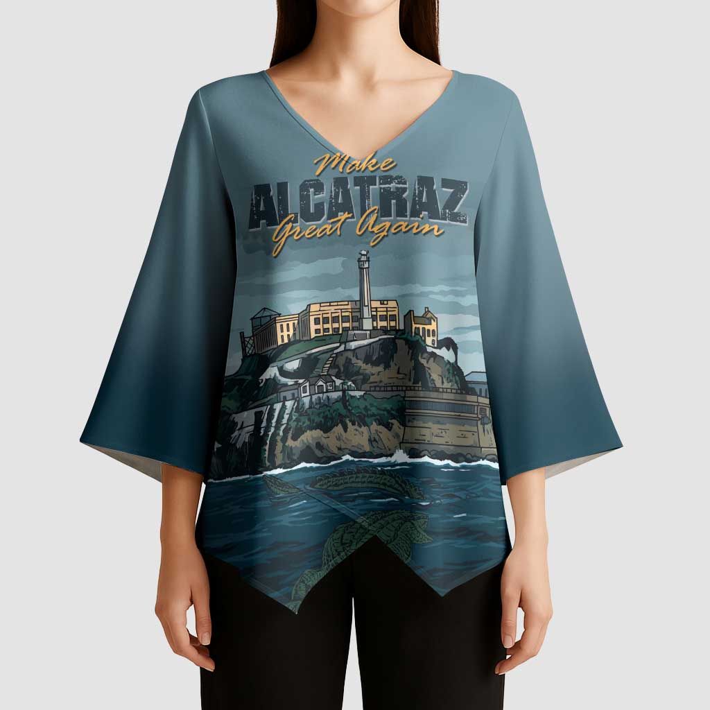 Make Alcatraz Great Again Kimono Sleeve Blouse Vintage Retro - Wonder Print Shop