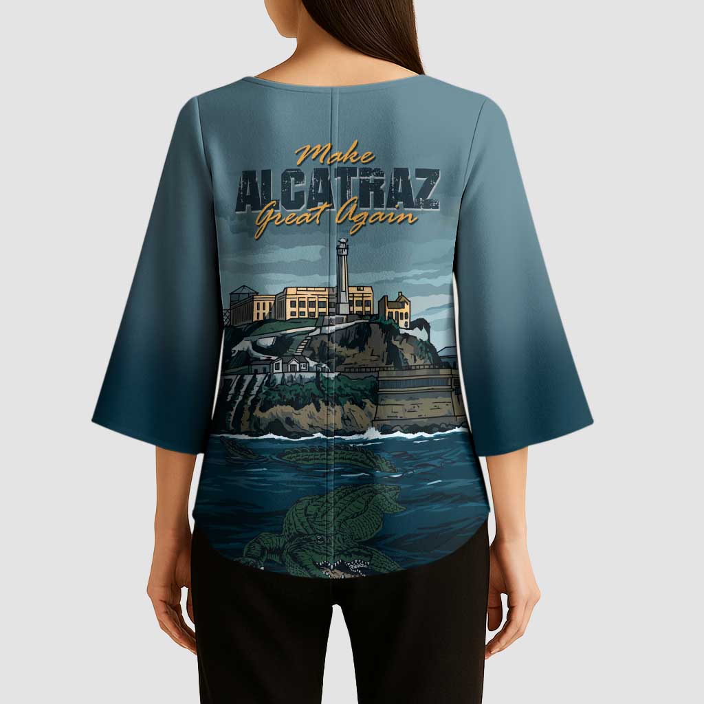 Make Alcatraz Great Again Kimono Sleeve Blouse Vintage Retro - Wonder Print Shop