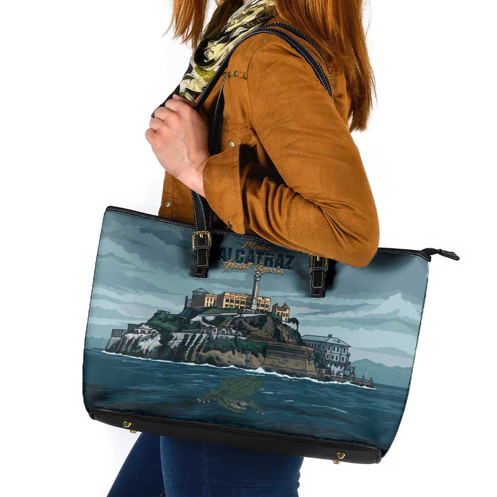 Make Alcatraz Great Again Leather Tote Bag Vintage Retro - Wonder Print Shop