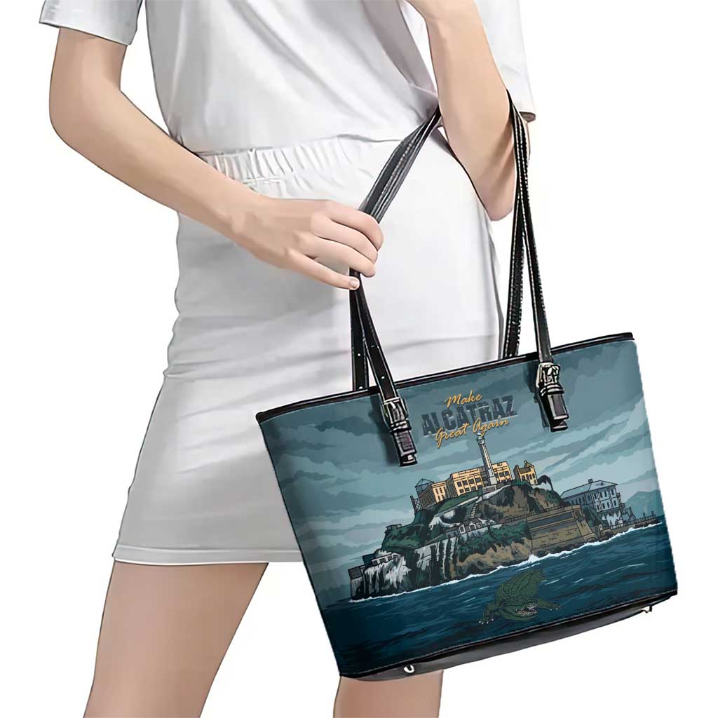 Make Alcatraz Great Again Leather Tote Bag Vintage Retro - Wonder Print Shop