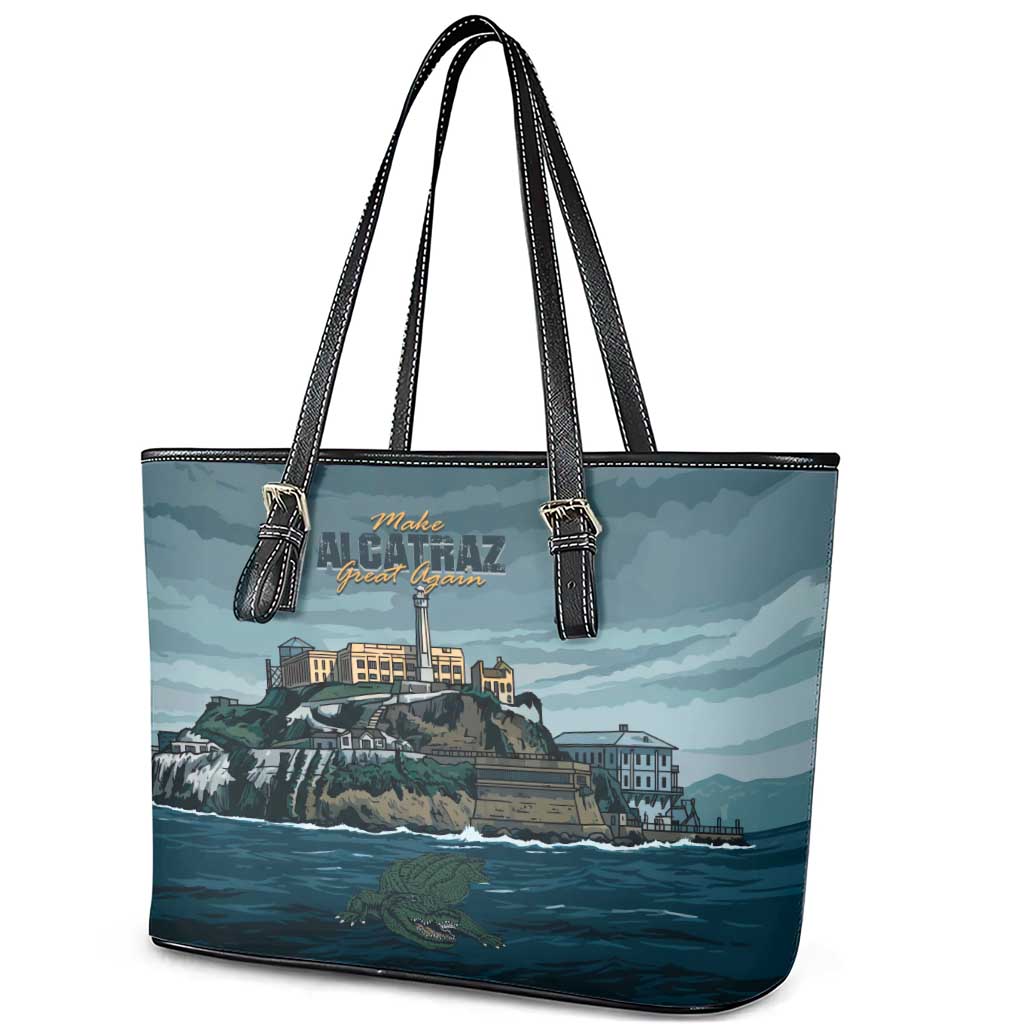 Make Alcatraz Great Again Leather Tote Bag Vintage Retro - Wonder Print Shop