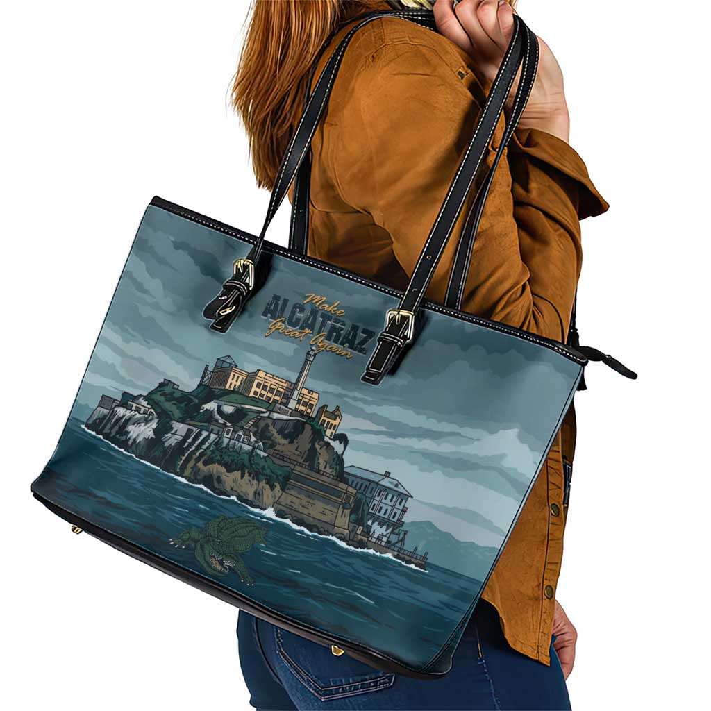 Make Alcatraz Great Again Leather Tote Bag Vintage Retro - Wonder Print Shop
