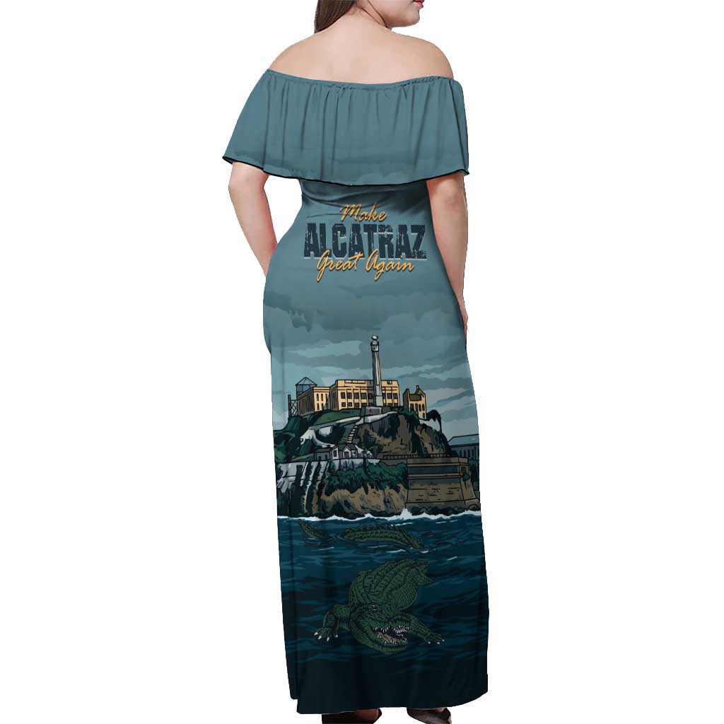 Make Alcatraz Great Again Off Shoulder Maxi Dress Vintage Retro - Wonder Print Shop