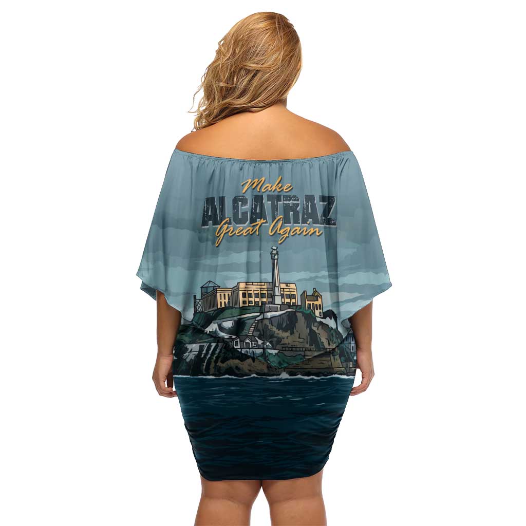 Make Alcatraz Great Again Off Shoulder Short Dress Vintage Retro - Wonder Print Shop
