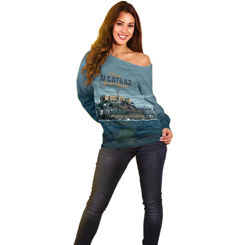 Make Alcatraz Great Again Off Shoulder Sweater Vintage Retro - Wonder Print Shop