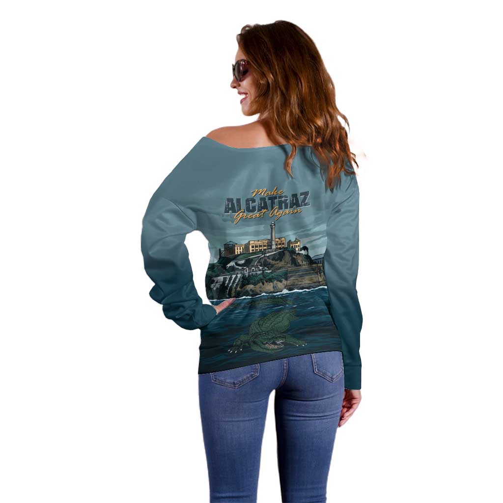 Make Alcatraz Great Again Off Shoulder Sweater Vintage Retro - Wonder Print Shop
