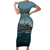 Make Alcatraz Great Again Short Sleeve Bodycon Dress Vintage Retro - Wonder Print Shop