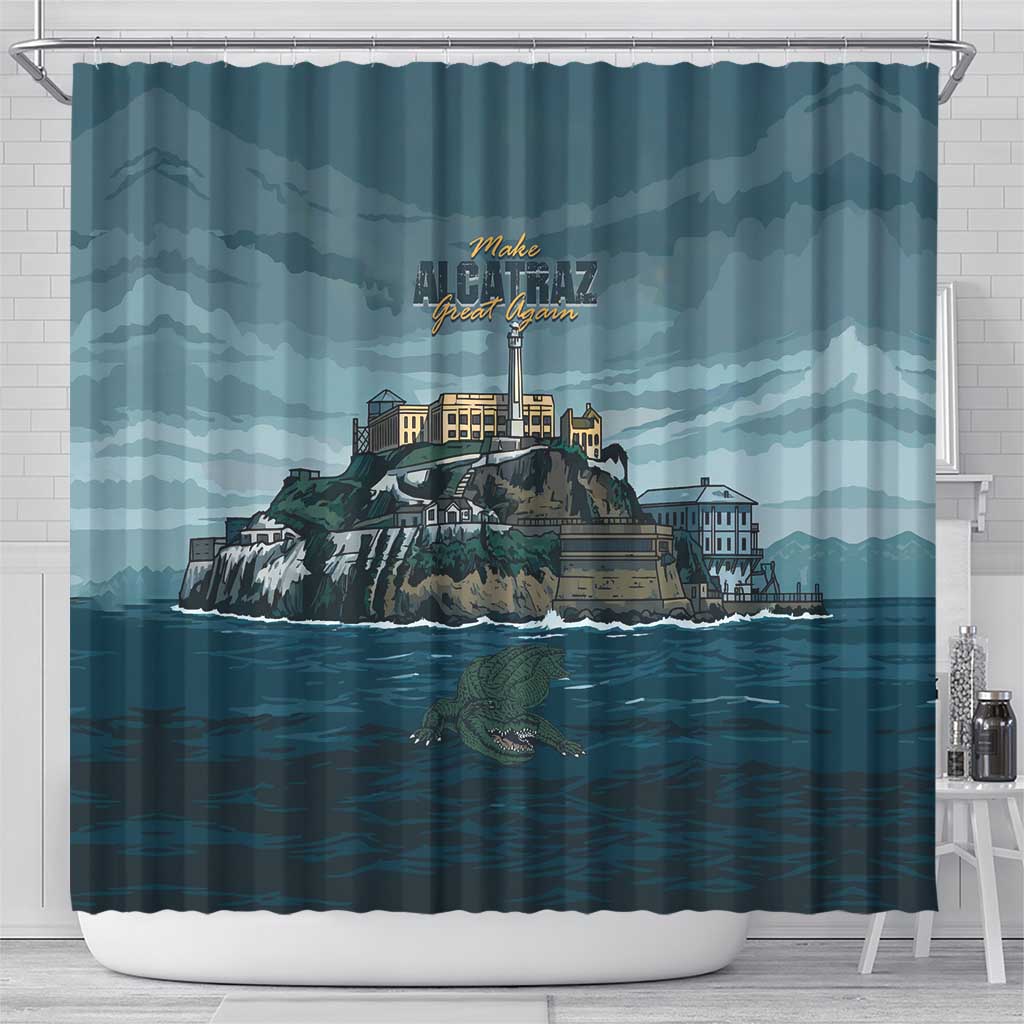 Make Alcatraz Great Again Shower Curtain Vintage Retro - Wonder Print Shop