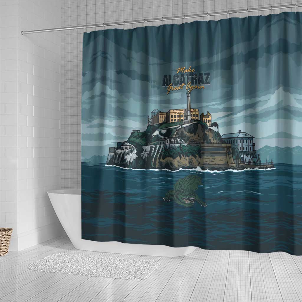 Make Alcatraz Great Again Shower Curtain Vintage Retro - Wonder Print Shop