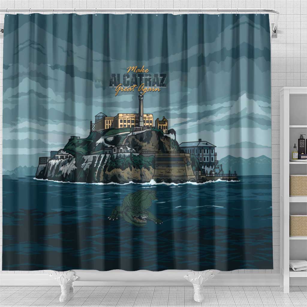 Make Alcatraz Great Again Shower Curtain Vintage Retro - Wonder Print Shop