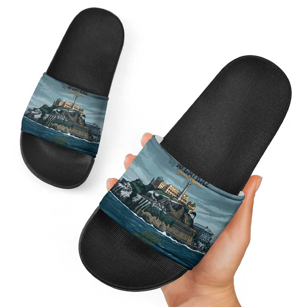 Make Alcatraz Great Again Slide Sandals Vintage Retro - Wonder Print Shop