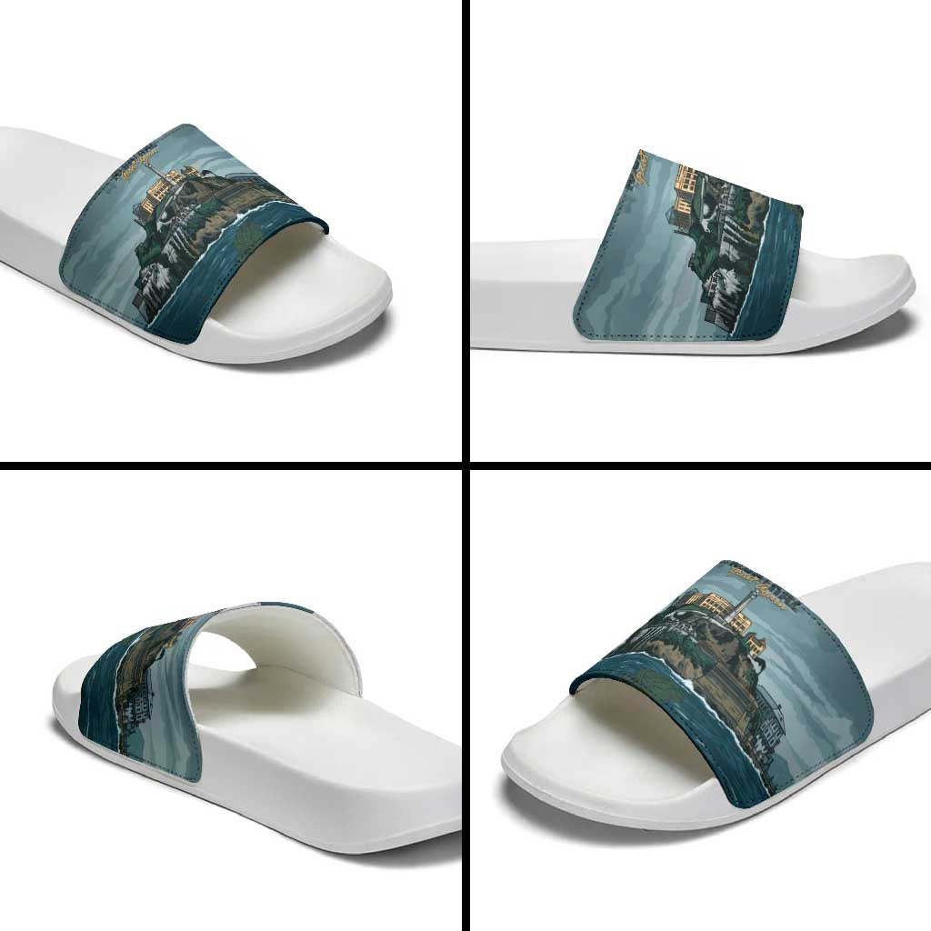 Make Alcatraz Great Again Slide Sandals Vintage Retro - Wonder Print Shop