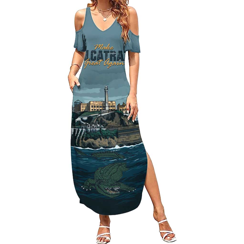 Make Alcatraz Great Again Summer Maxi Dress Vintage Retro - Wonder Print Shop