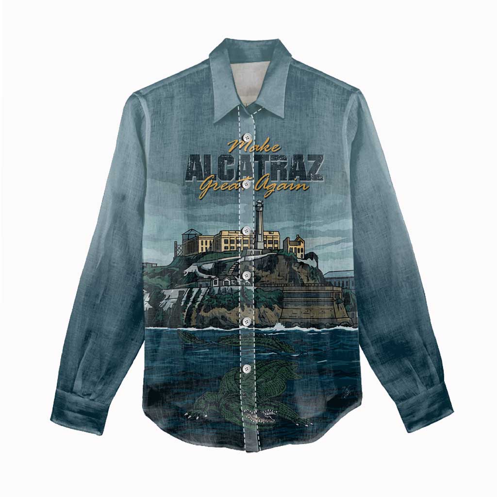Make Alcatraz Great Again Women Casual Shirt Vintage Retro - Wonder Print Shop