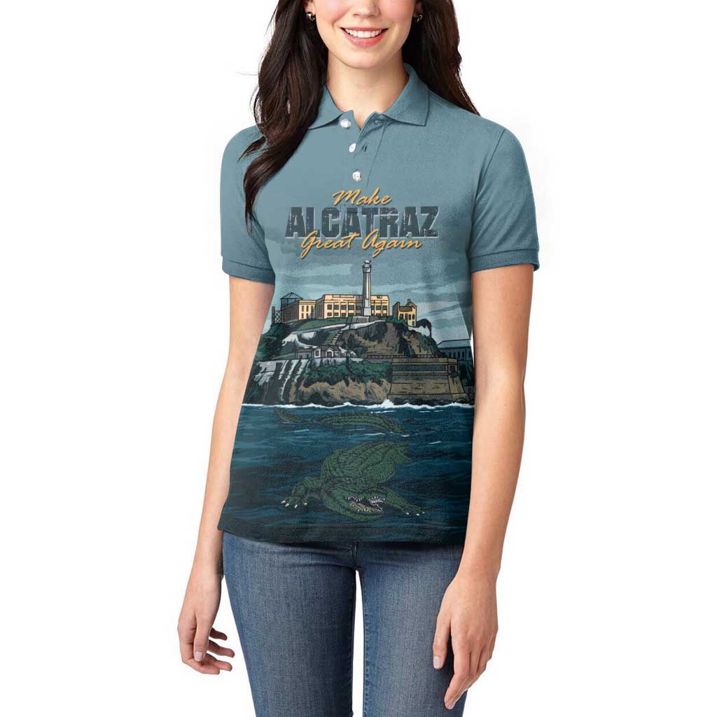 Make Alcatraz Great Again Women Polo Shirt Vintage Retro - Wonder Print Shop