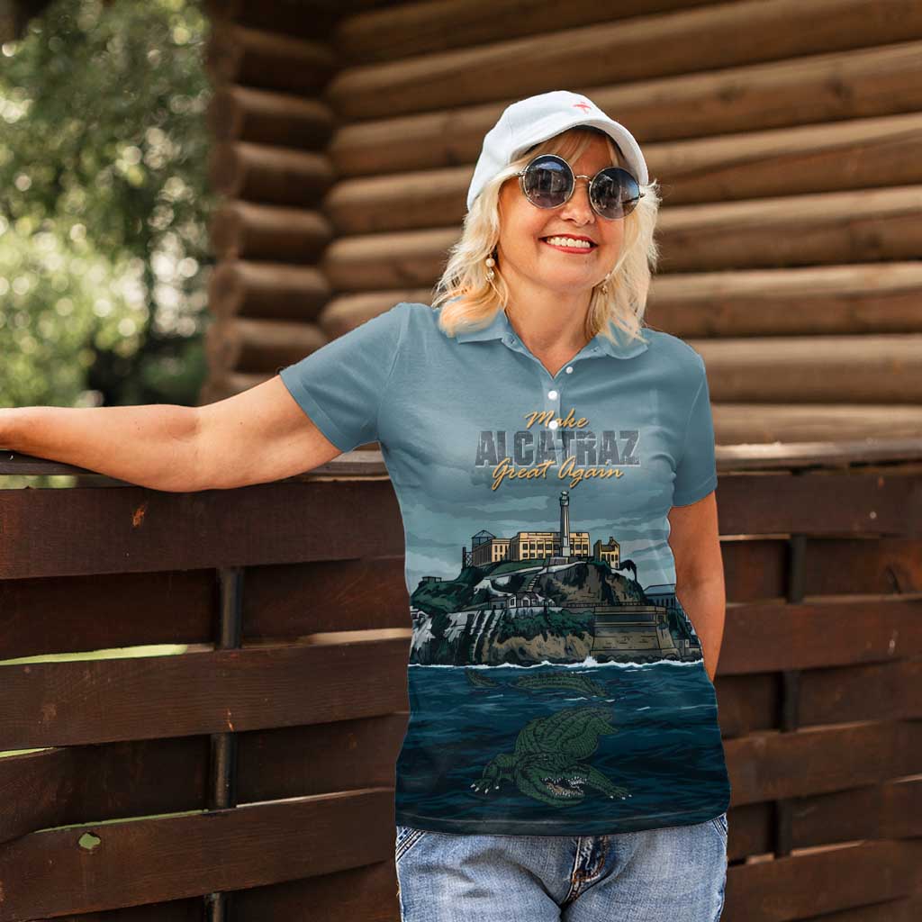 Make Alcatraz Great Again Women Polo Shirt Vintage Retro - Wonder Print Shop