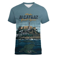 Make Alcatraz Great Again Women V-Neck T-Shirt Vintage Retro - Wonder Print Shop