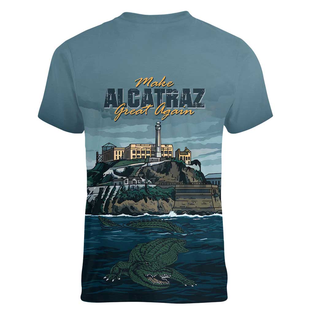 Make Alcatraz Great Again Women V-Neck T-Shirt Vintage Retro - Wonder Print Shop