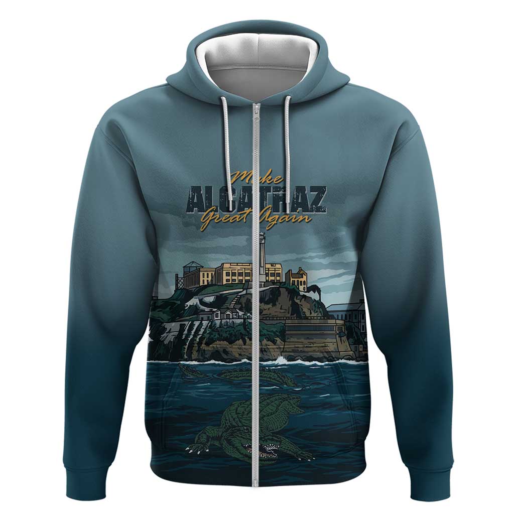 Make Alcatraz Great Again Zip Hoodie Vintage Retro - Wonder Print Shop