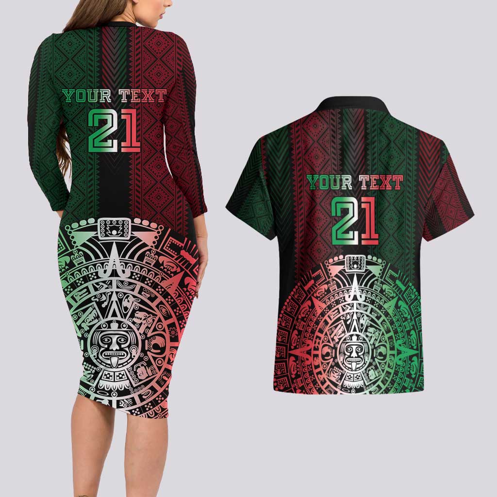 Mexico Football Custom Couples Matching Long Sleeve Bodycon Dress and Hawaiian Shirt Mexico's Make History 2025 Flag Style - Wonder Print Shop
