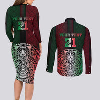 Mexico Football Custom Couples Matching Long Sleeve Bodycon Dress and Long Sleeve Button Shirt Mexico's Make History 2025 Flag Style - Wonder Print Shop