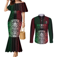 Mexico Football Custom Couples Matching Mermaid Dress and Long Sleeve Button Shirt Mexico's Make History 2025 Flag Style - Wonder Print Shop