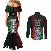 Mexico Football Custom Couples Matching Mermaid Dress and Long Sleeve Button Shirt Mexico's Make History 2025 Flag Style - Wonder Print Shop