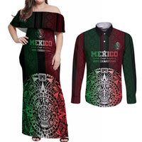 Mexico Football Custom Couples Matching Off Shoulder Maxi Dress and Long Sleeve Button Shirt Mexico's Make History 2025 Flag Style - Wonder Print Shop
