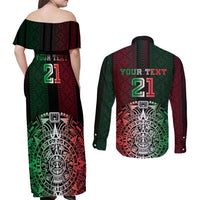 Mexico Football Custom Couples Matching Off Shoulder Maxi Dress and Long Sleeve Button Shirt Mexico's Make History 2025 Flag Style - Wonder Print Shop