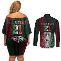 Mexico Football Custom Couples Matching Off Shoulder Short Dress and Long Sleeve Button Shirt Mexico's Make History 2025 Flag Style - Wonder Print Shop