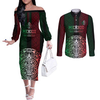 Mexico Football Custom Couples Matching Off The Shoulder Long Sleeve Dress and Long Sleeve Button Shirt Mexico's Make History 2025 Flag Style - Wonder Print Shop