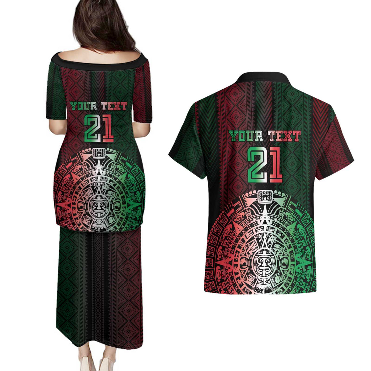 Mexico Football Custom Couples Matching Puletasi and Hawaiian Shirt Mexico's Make History 2025 Flag Style - Wonder Print Shop