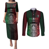 Mexico Football Custom Couples Matching Puletasi and Long Sleeve Button Shirt Mexico's Make History 2025 Flag Style - Wonder Print Shop