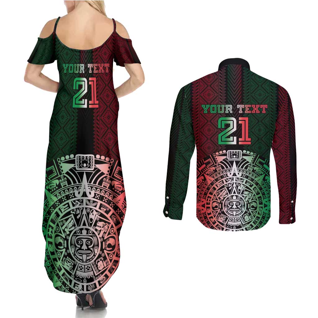 Mexico Football Custom Couples Matching Summer Maxi Dress and Long Sleeve Button Shirt Mexico's Make History 2025 Flag Style - Wonder Print Shop