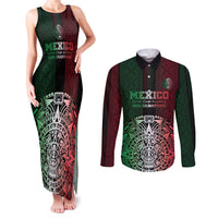 Mexico Football Custom Couples Matching Tank Maxi Dress and Long Sleeve Button Shirt Mexico's Make History 2025 Flag Style - Wonder Print Shop