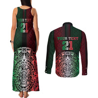 Mexico Football Custom Couples Matching Tank Maxi Dress and Long Sleeve Button Shirt Mexico's Make History 2025 Flag Style - Wonder Print Shop