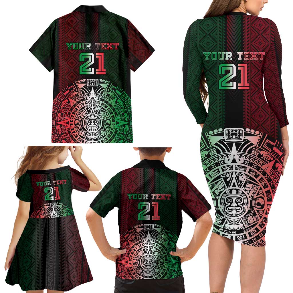 Mexico Football Custom Family Matching Long Sleeve Bodycon Dress and Hawaiian Shirt Mexico's Make History 2025 Flag Style - Wonder Print Shop