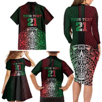 Mexico Football Custom Family Matching Long Sleeve Bodycon Dress and Hawaiian Shirt Mexico's Make History 2025 Flag Style - Wonder Print Shop