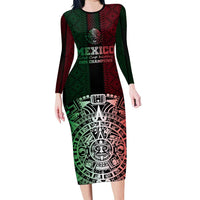 Mexico Football Custom Family Matching Long Sleeve Bodycon Dress and Hawaiian Shirt Mexico's Make History 2025 Flag Style - Wonder Print Shop